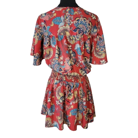 Shoshanna Red Smocked Mini Dress Size Medium - Picture 4 of 6